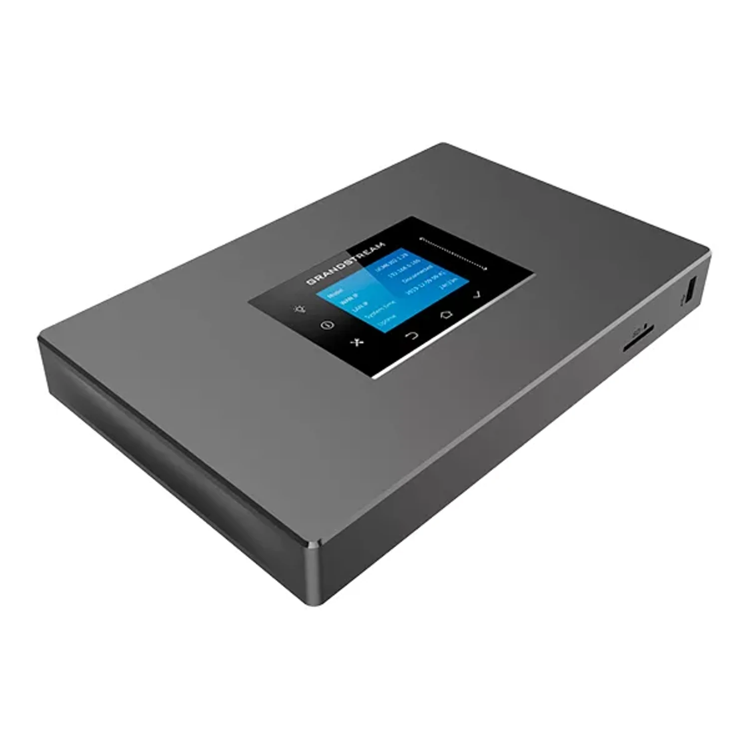 500 registros de terminal SIP, hasta 75 llamadas simultaneas, 1 Puertos FXO, 1 puertos FXS 50 cuentas de troncal SIP 3 Puertos de red Gigabit con PoE integrado, USB, tarjeta SD