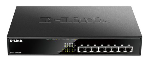 Switch no administrable D-Link DGS-1008MP · 8 puertos Gigabit · PoE