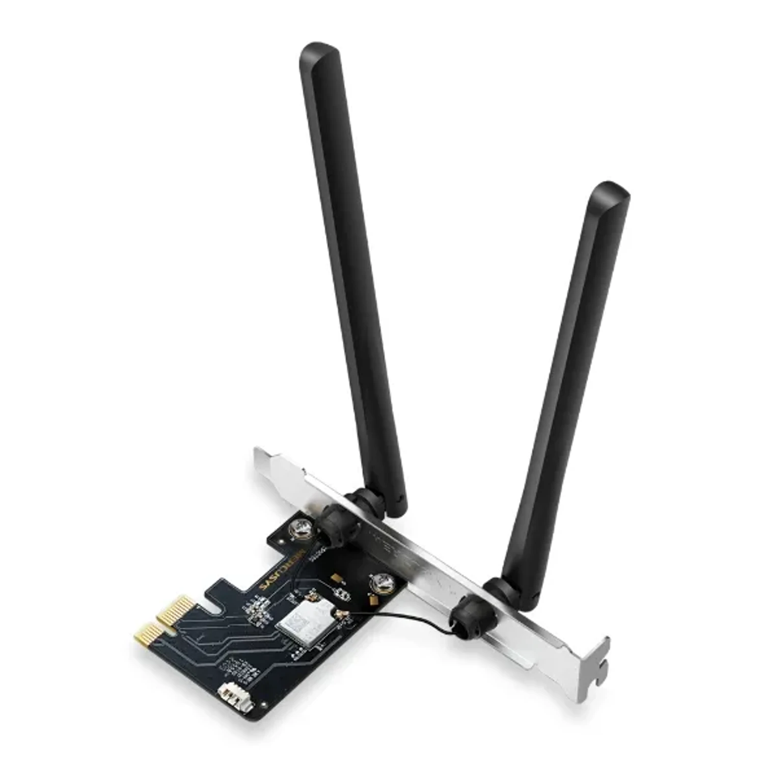 Adaptador PCIe MERCUSYS WiFi 6E AXE5400 tribanda (6GHz/5GHz/2.4GHz), hasta 5400Mbps, 2 antenas, Bluetooth 5.2/5.3, MU-MIMO, OFDMA, WPA3.