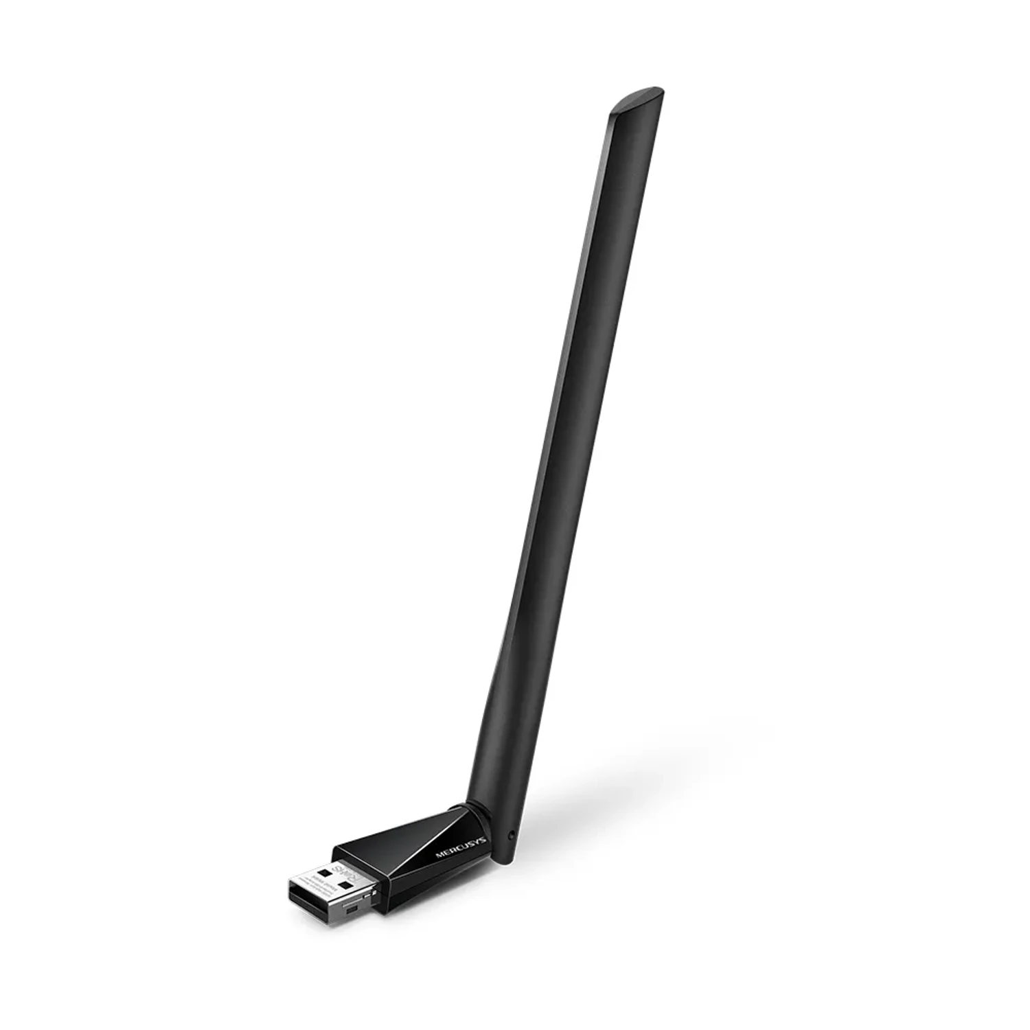 Adaptador USB MERCUSYS WiFi 5 AC650 dual band (5GHz/2.4GHz), hasta 650Mbps, 1 antena alta ganancia 5dBi, USB 2.0, Plug & Play, mayor cobertura.