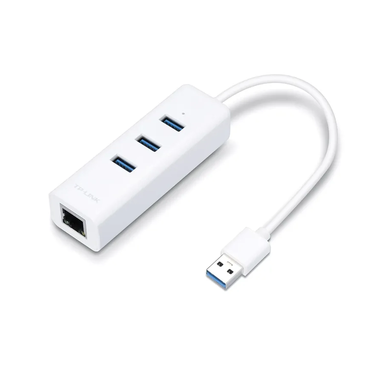 Adaptador USB TP-LINK a Ethernet Gigabit + Hub USB 3.0 (3 puertos), interfaz USB-A 5Gbps, hasta 1000Mbps, Plug & Play.