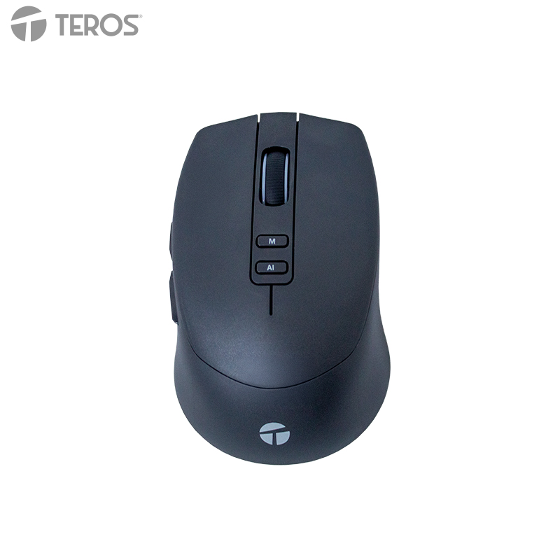 Mouse inalámbrico con IA Teros TE-1249AI · 3200 DPI · Bluetooth · 2.4 GHz · Negro