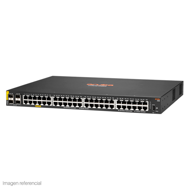 Switch HPE Aruba 6100 · 48 puertos Gigabit PoE Class 4 · 4 SFP+