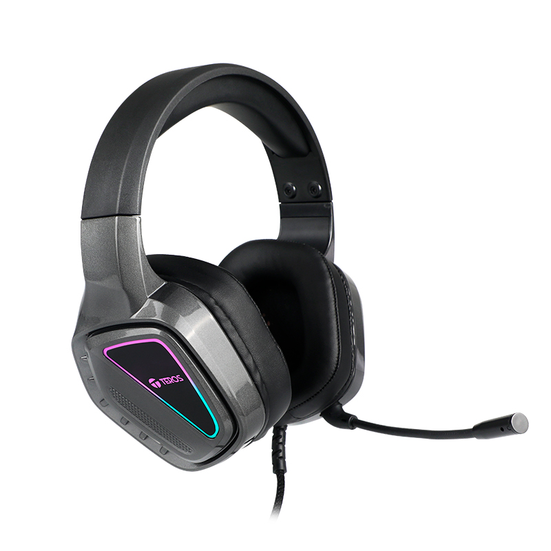 Auriculares gamer Teros TE-8171N · Conector 3.5 mm · RGB · Negro