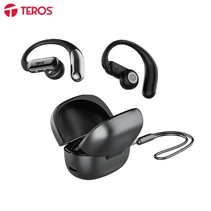 Audífonos inalámbricos open-ear Teros Auracity TE-80715N · Bluetooth 5.4 · ENC · Negro