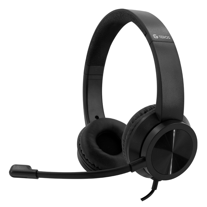 Audífonos de oficina Teros TE-8037N · Alámbricos · USB · Con micrófono