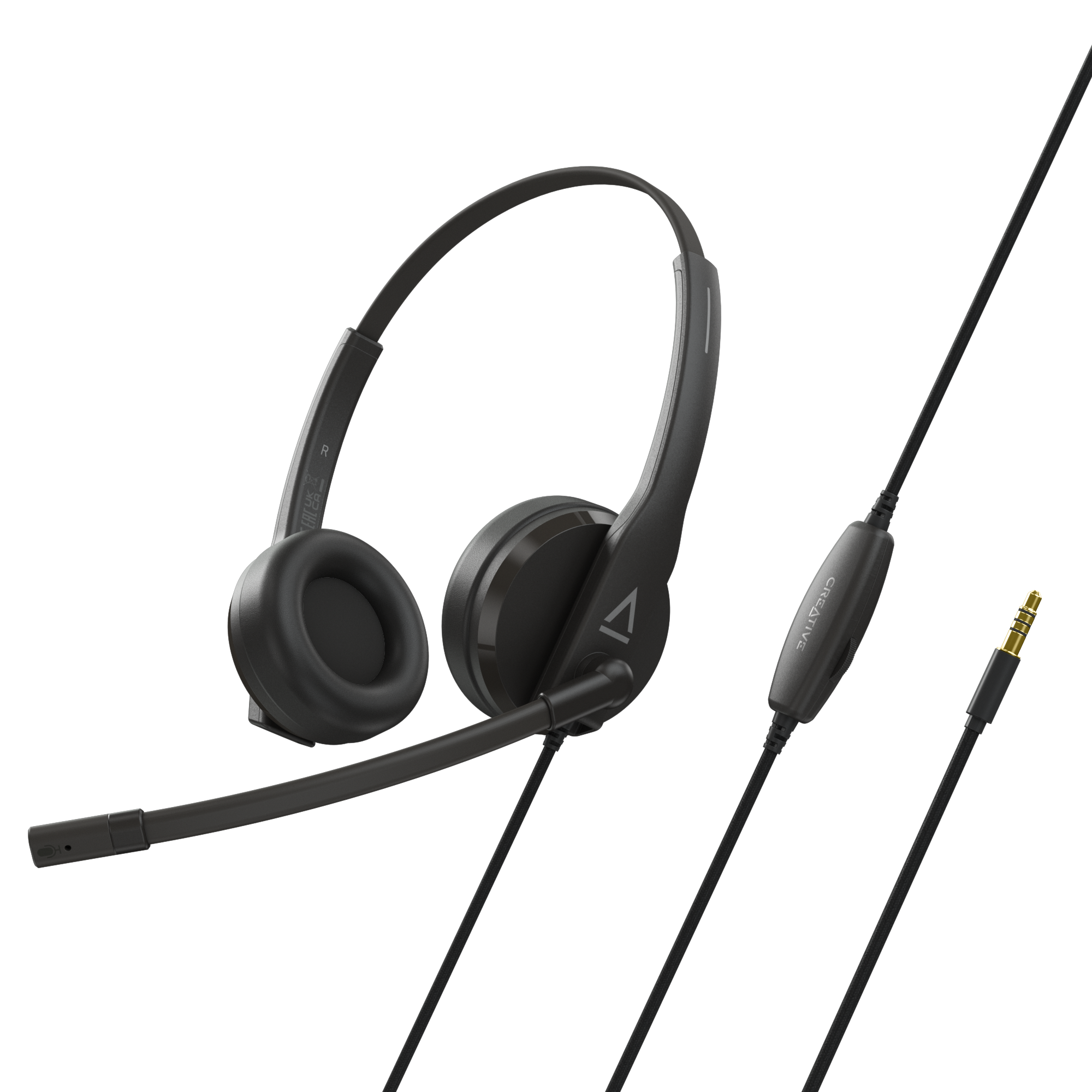 Audífonos con micrófono Creative HS-230 3.5MM/Adaptador USB-A 40mm Noise- cancelling Mute · Negro