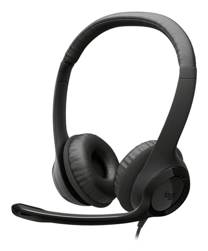 Audífonos con micrófono Logitech H390 USB-C noise cancelling · Medianoche negro