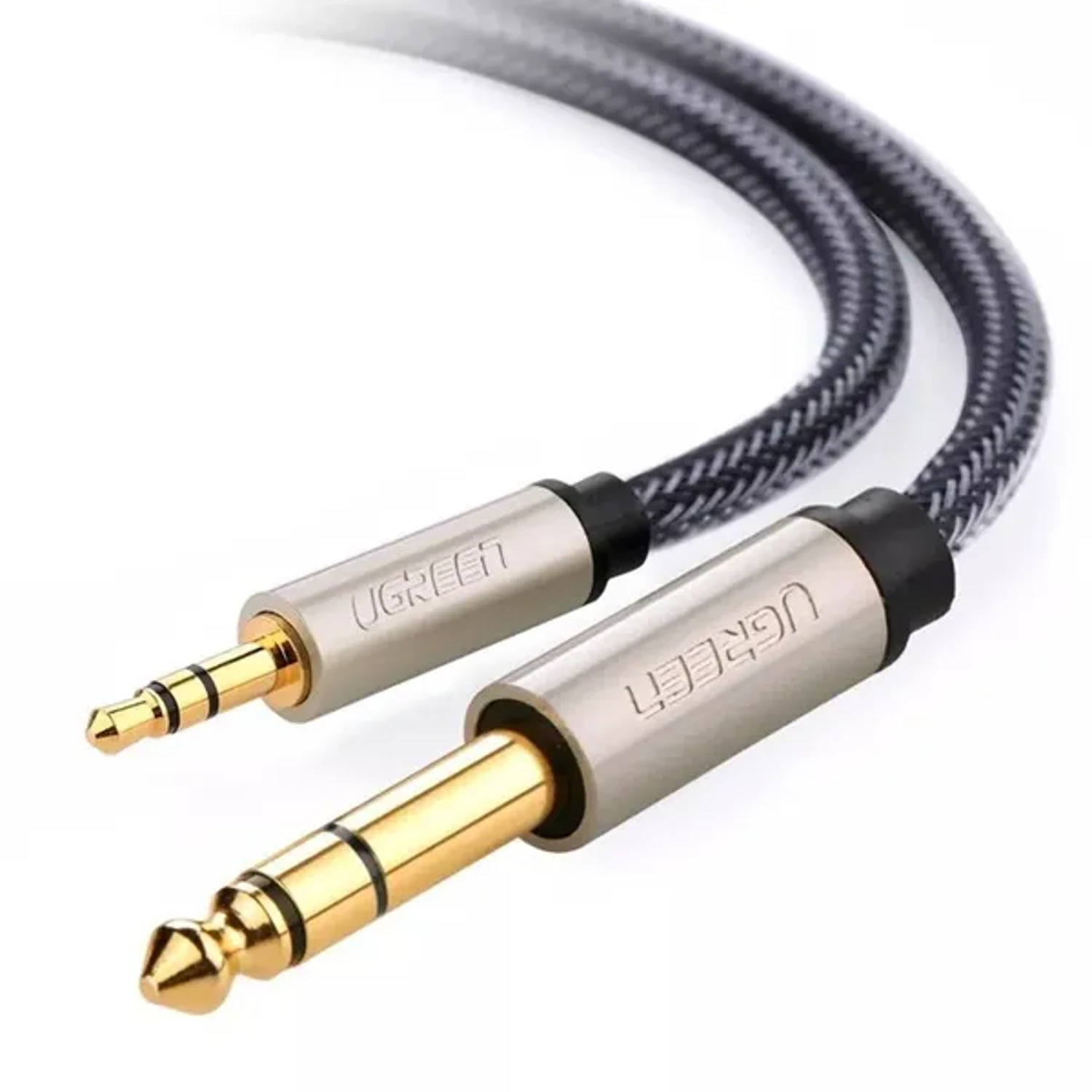 AV127 - CABLE AUDIO STEREO TRS 3.5 MM - 6.35 MM - 2 MTS - GRIS