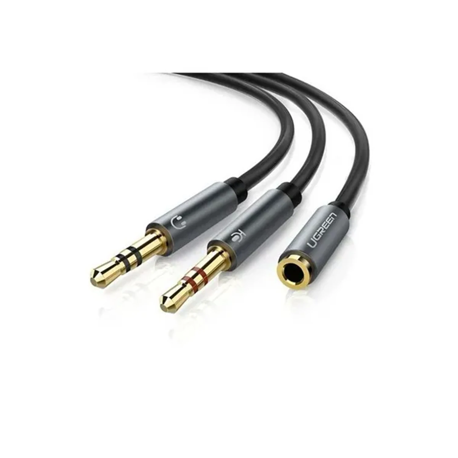 AV140 - CABLE AUDIO 3.5 MM HEMBRA A 2 MACHOS - CARCASA DE ALUMINIO - NEGRO