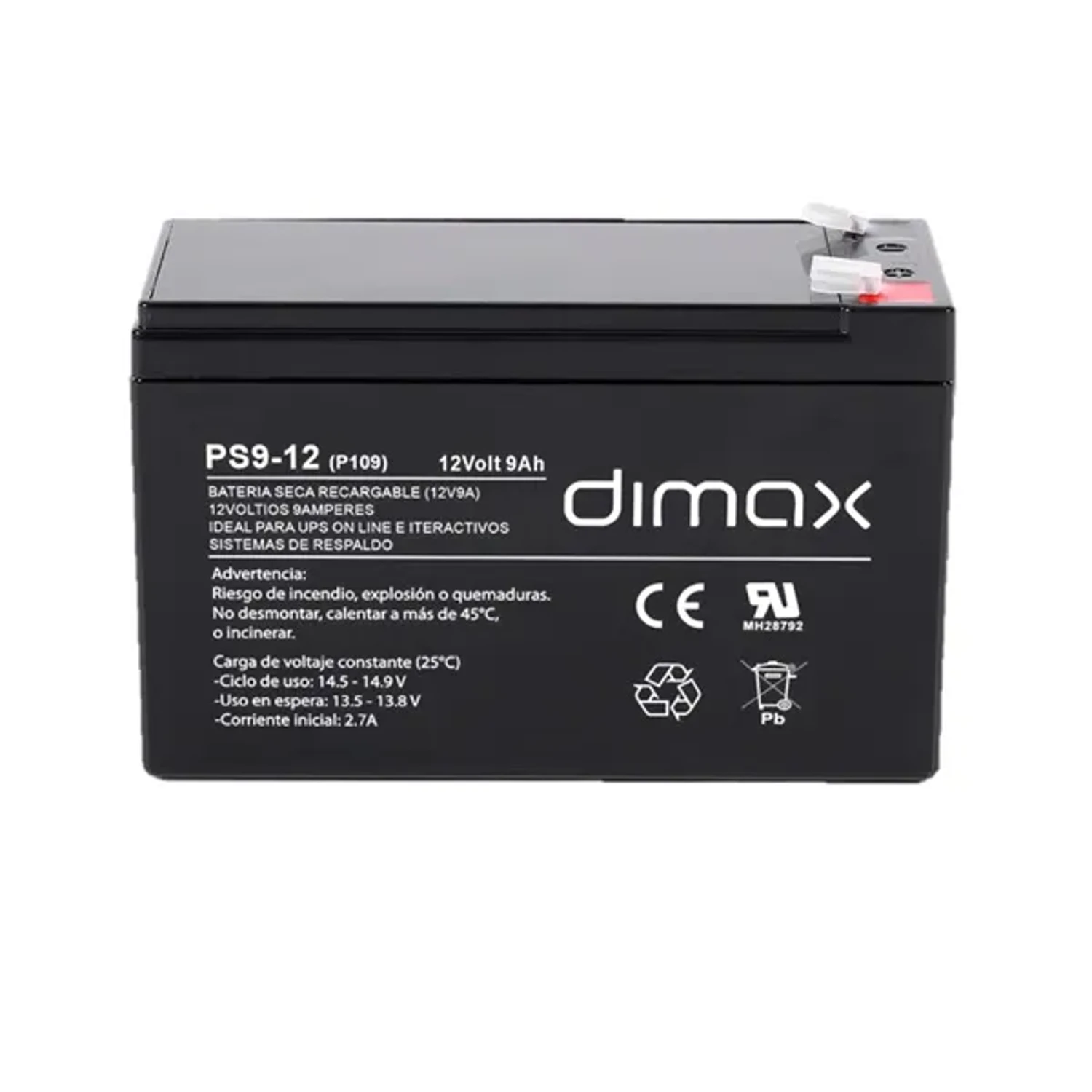 BATERIA SECA RECARGABLE 12 VOLTIOS 9 AMPERIOS, IDEAL PARA PANELES DE ALARMAS Y CERCOS ELECTRICOS, MEDIDAS 15 X 9.5 X 6.5 CM.