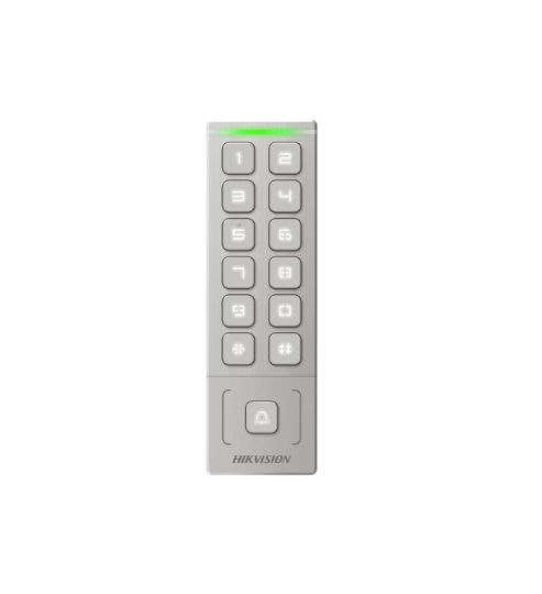 Control de acceso exterior Hikvision DS-K1T809EX · tarjeta y clave · sin conexión a red