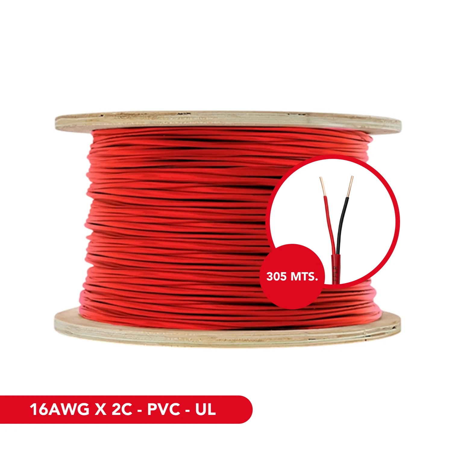 CABLE SOLIDO FPLR 2X16 SIN BLINDAJE-TRENZADO UL 305M