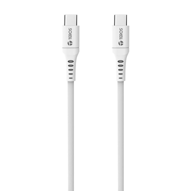 Cable Teros TE-70208W USB-C a USB-C · 100W · 5A · Blanco