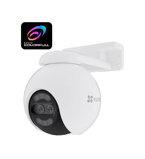 Cámara IP PT exterior EZVIZ H80x · Doble lente 4K + 2 MP · 4 mm