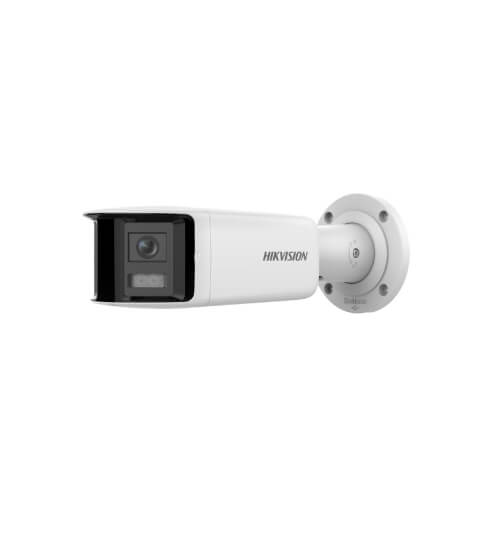 Cámara tubo IP panorámica exterior Hikvision DS-2CD2T47G2P-LSU/SL · 4 MP · audio y alarma