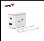 Cargador de pared Genius PD-20ACP 20w carga rápida 1 USB-C 1 USB-A White + cable Genius 3A USB-C a USB-C · Blanco