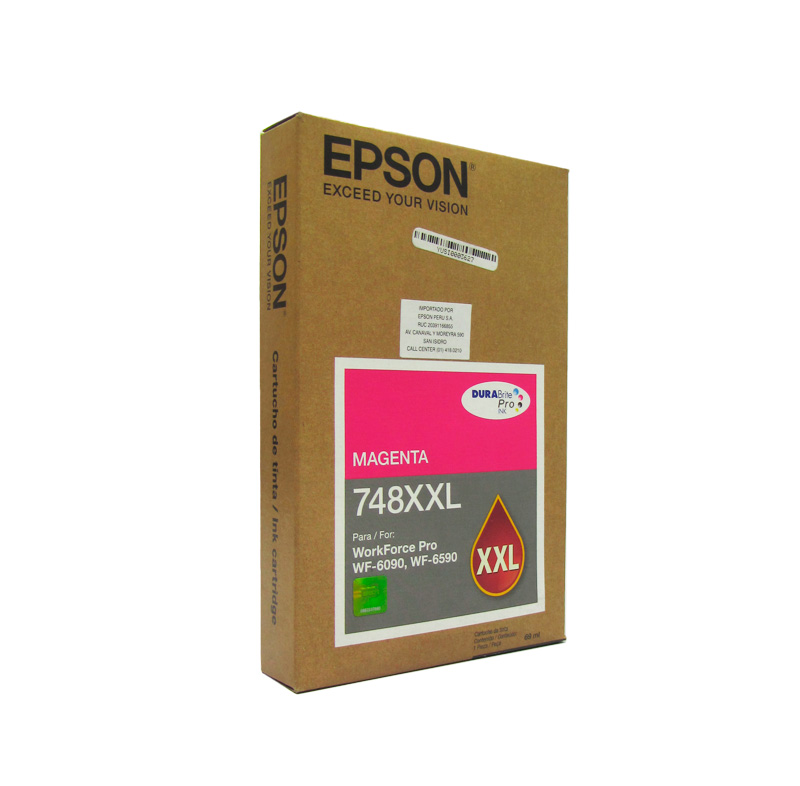 Cartucho de tinta Epson 748XXL · Magenta · Alto rendimiento · Para WorkForce Pro