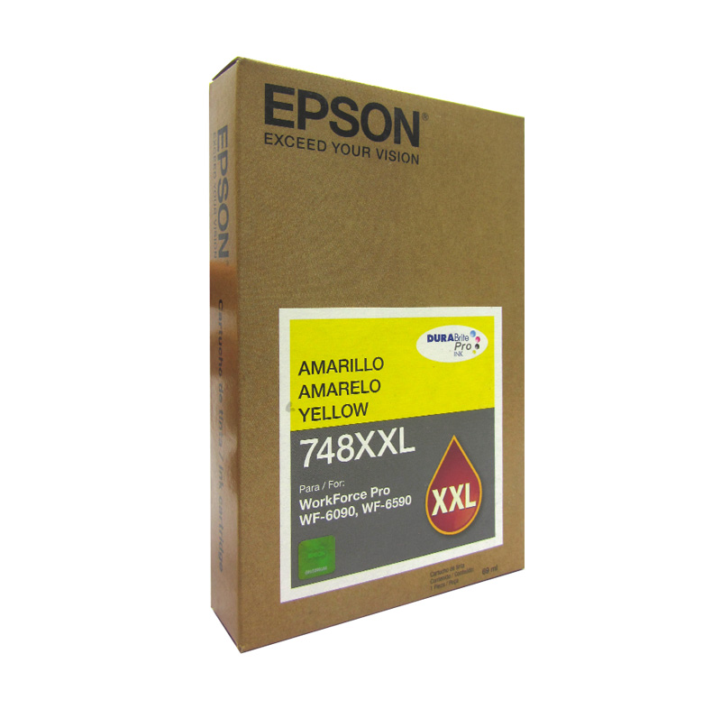 Cartucho de tinta Epson 748XXL · Amarillo · Capacidad extra alta · Para WorkForce Pro