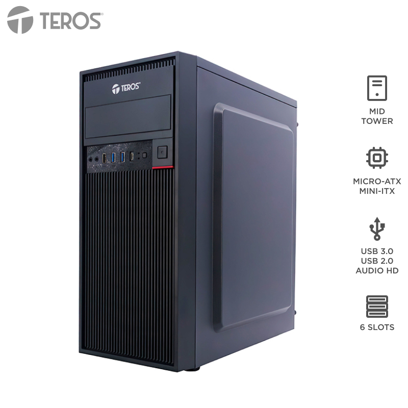 Case gamer Teros TE-1319G con fuente 450W · Mid Tower · USB tipo C