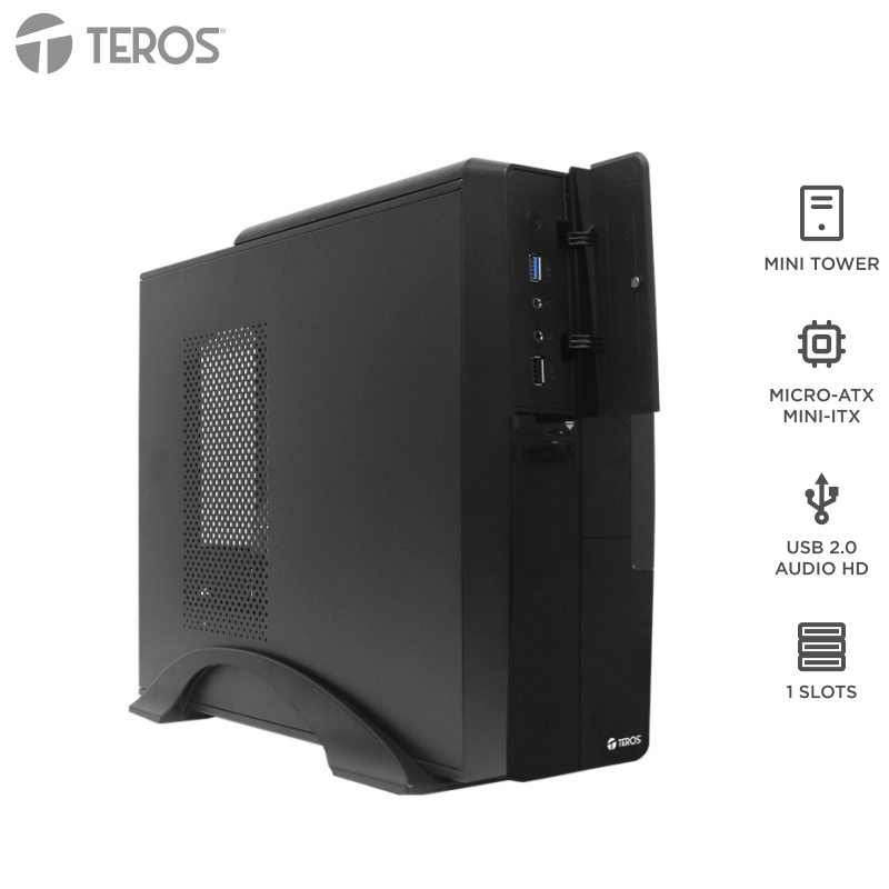 Case slim Teros TE-1039S con fuente 250W · Micro-ATX · negro
