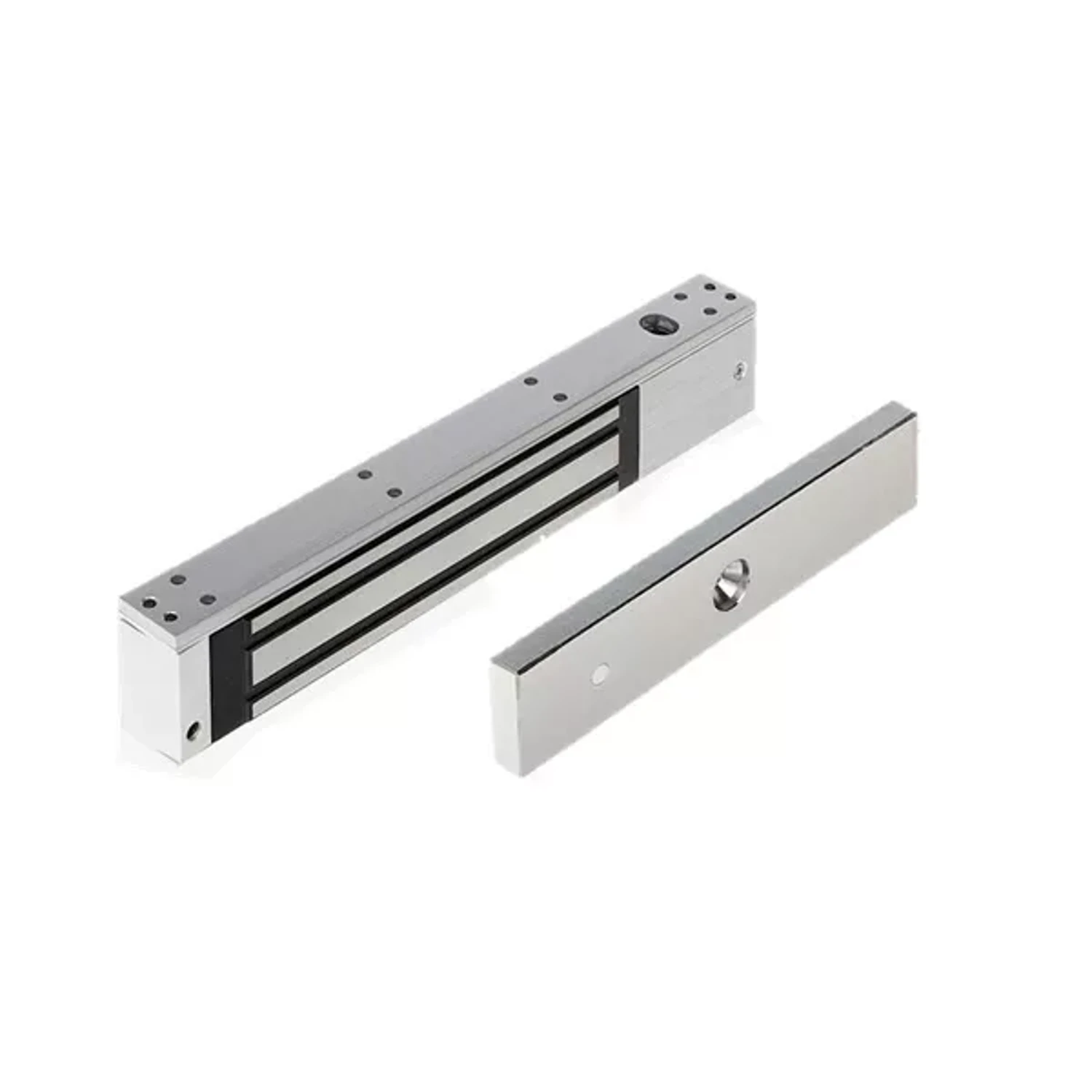 CERRADURA ELECTROMAGNÉTICA PARA PUERTAS DE MADERA, BLINDEX, ALUMINIO, METAL. FUERZA DE RETENCIÓN: 150 KG. ALIMENTACIÓN: DC12V / 24V DE ENTRADA. PESO: 1.02 KG. DIMENSIONES: 166 X 21 X 41 MM