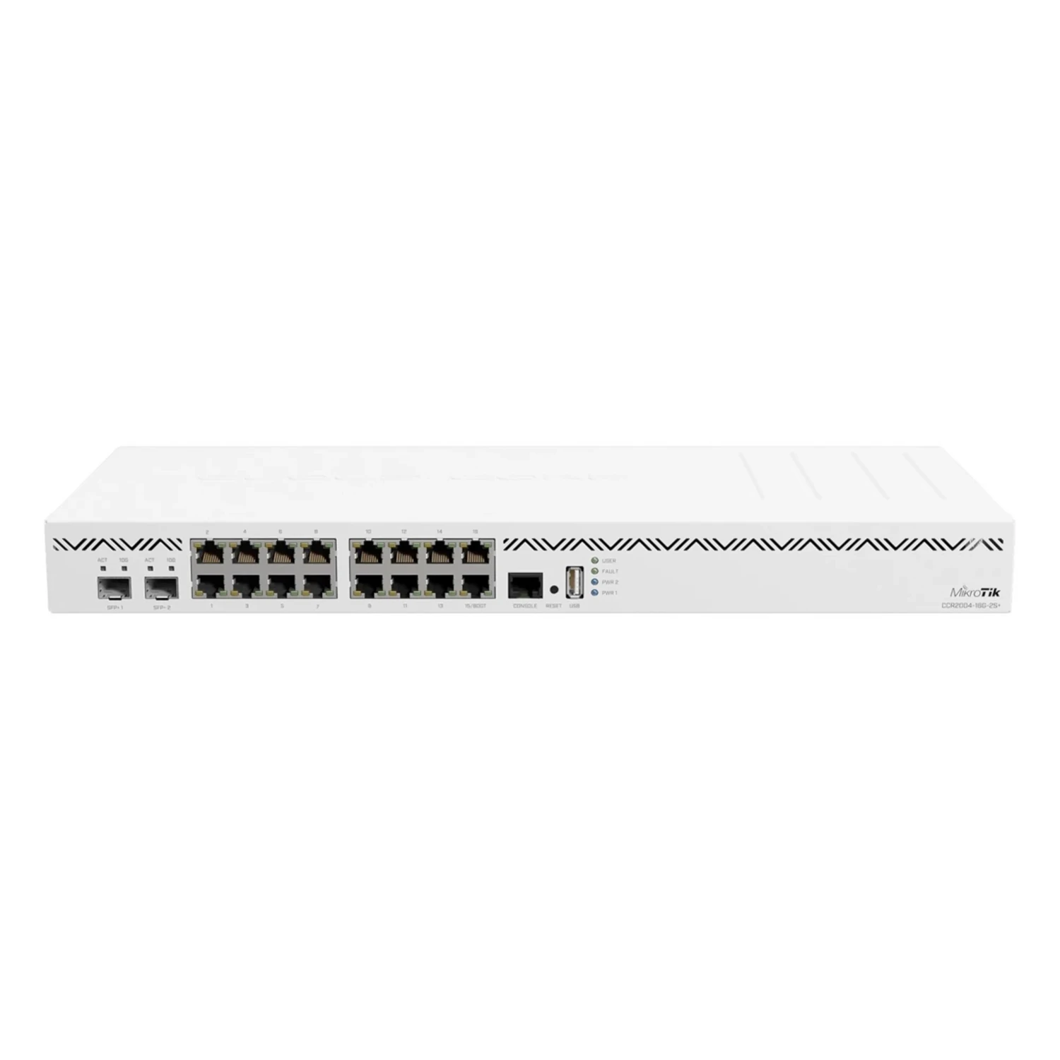 CLOUD CORE ROUTER CCR2004-16G-2S+ WITH ANNAPURNA ALPINE AL32400 CORTEX A57 CPU (4-CORES, 1.7GHZ PER CORE), 2 SFP+, 16 PORT GBPS.