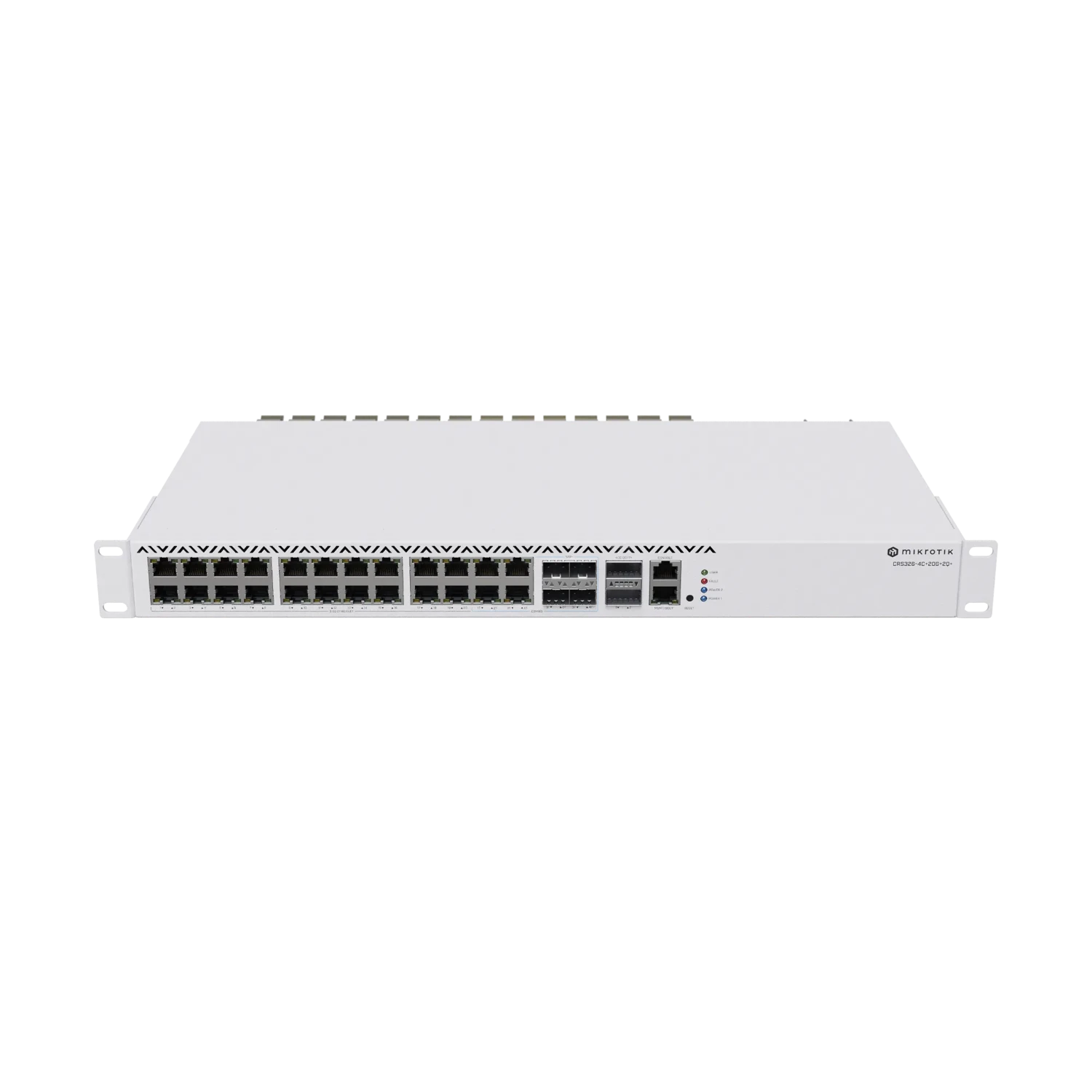 CLOUD ROUTER SWITCH 326-4C+20G+2Q+RM WITH QCA9531 CPU, 128MB RAM, 98DX8332 CHIP, 20X 2.5GE, 4X COMBO (10G RJ45 OR SFP+) PORTS, 2X 40G QSFP+