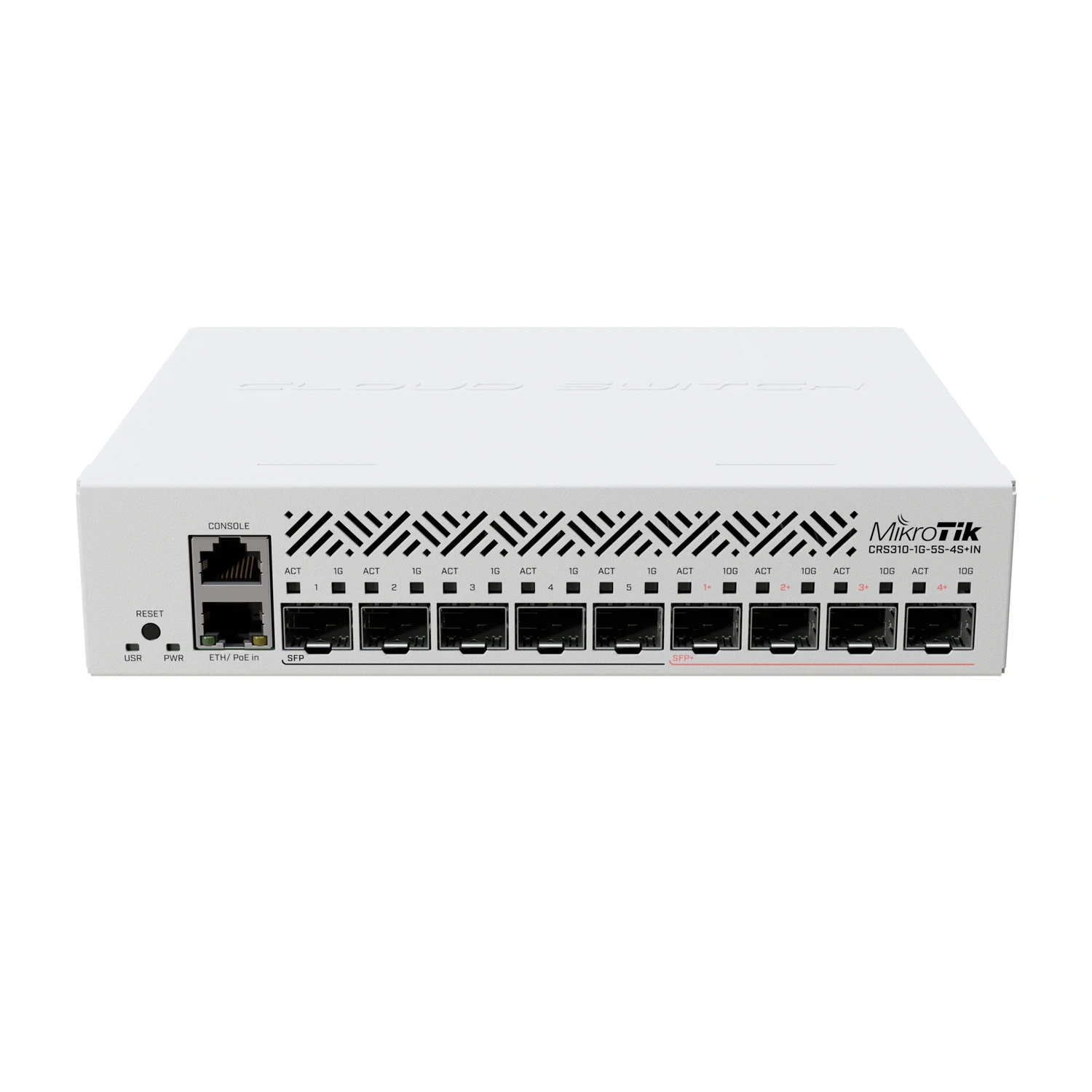 CPU 800MHZ,RAM 256MB,01 PUERTO 10/100/1000 POE-IN AF/AT,5 PUERTOS SFP 1 GB , 4 SFP+ 10GB, LICENCIA LVL 5, SISTEMA OPERATIVO ROUTEROS