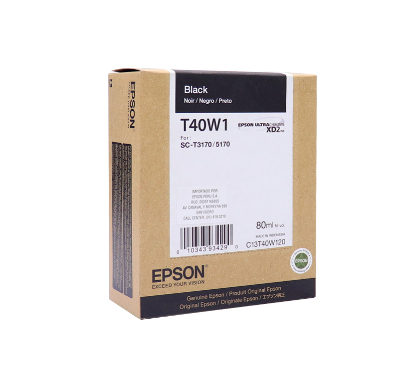 Cartucho de tinta Epson UltraChrome XD2 T40W120 · Negro · 80 ml