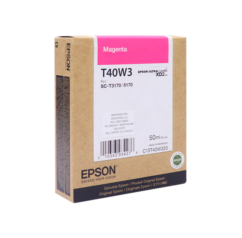 Cartucho de tinta Epson UltraChrome XD2 T40W320 · Magenta · 50 ml