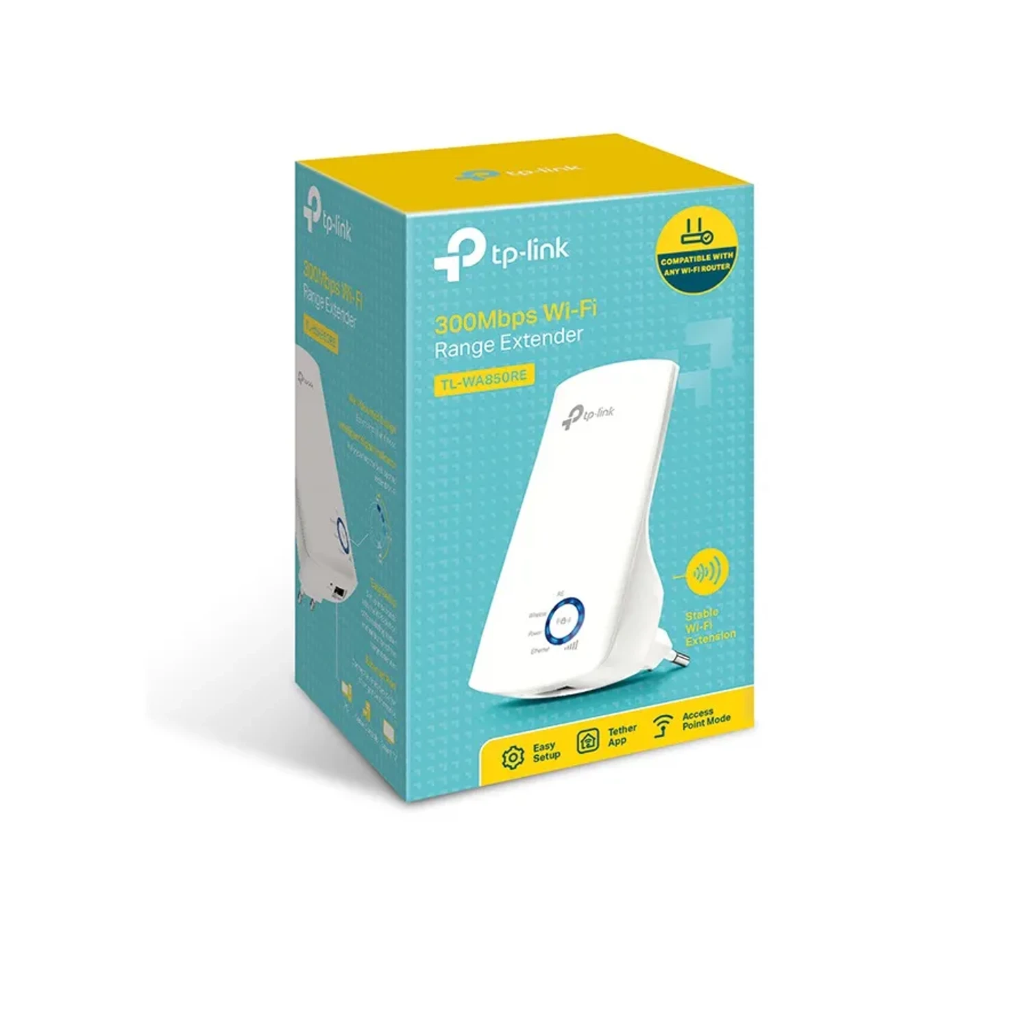 Extensor TP-LINK WiFi 4 N300 single band (2.4GHz), hasta 300Mbps, antena interna, 1 puerto Fast Ethernet, modo repetidor/AP, WPA/WPA2.
