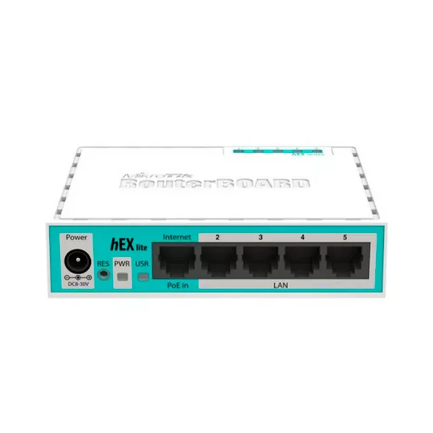 HEX LITE WITH 850MHZ CPU, 64MB RAM, 5 LAN PORTS, ROUTEROS L4, PLASTIC CASE, PSU