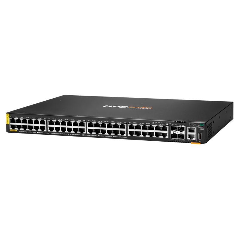 Switch HPE Aruba Networking CX 6200F · 48 puertos PoE Class 4 · 4 SFP+ · 740 W