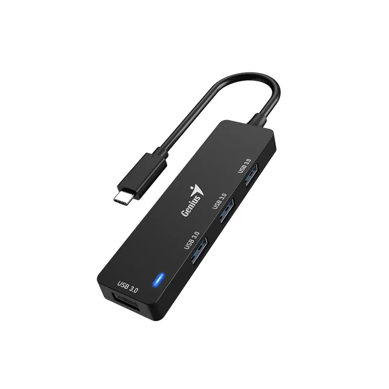 Hub USB-C Genius UH-400 4 USB-A 3.0 · Negro