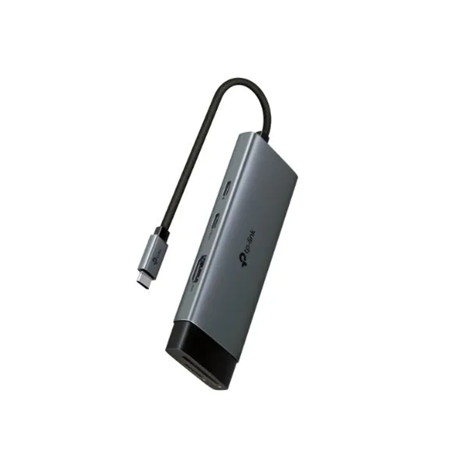 Hub USB-C TP-LINK 7 en 1, interfaz USB-C 5Gbps, HDMI 4K@60Hz, 2 USB-A + 1 USB-C datos, lector SD/microSD, Power Delivery 100W, Plug & Play.