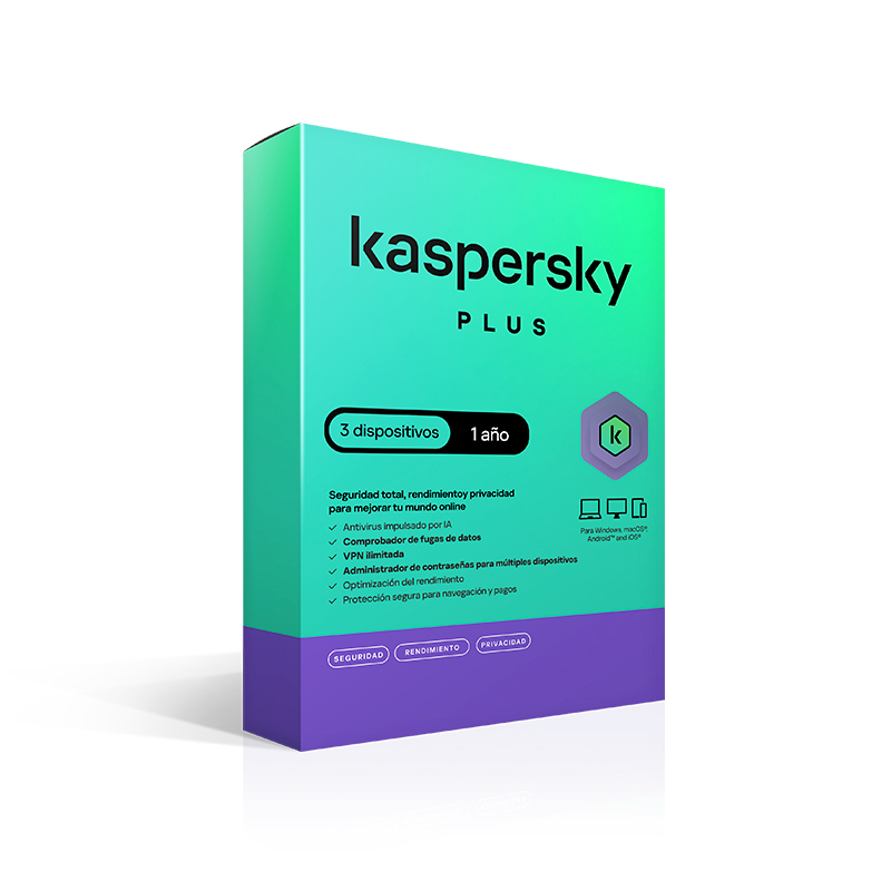 Kaspersky Plus · 3 PC · 1 año