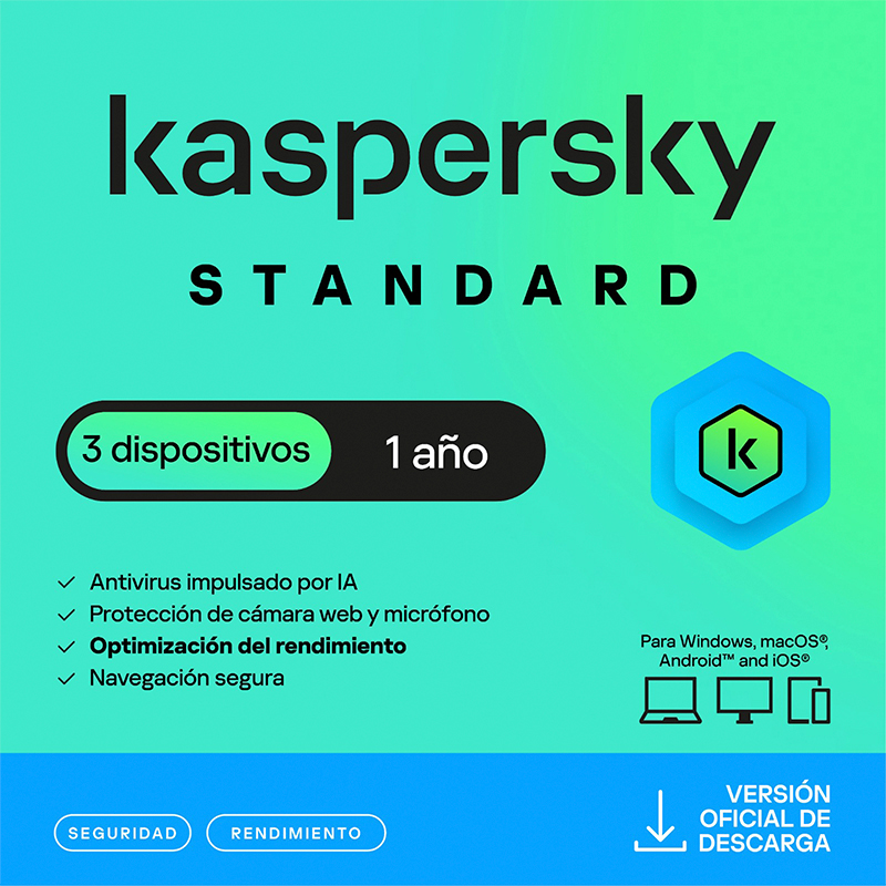Kaspersky Standard · 3 PC · 1 año · Virtual