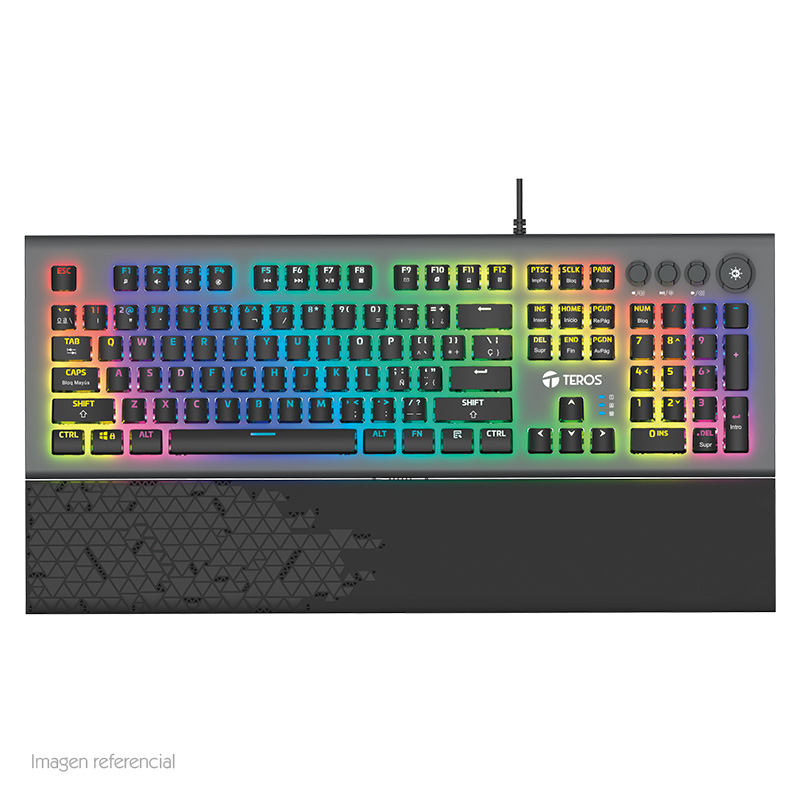 Teclado gamer mecánico Teros TE-4180 · 108 teclas · RGB · USB