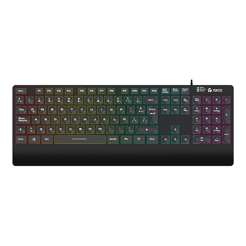 Teclado gamer Teros TE-4141N · Slim · Retroiluminado · USB · Español