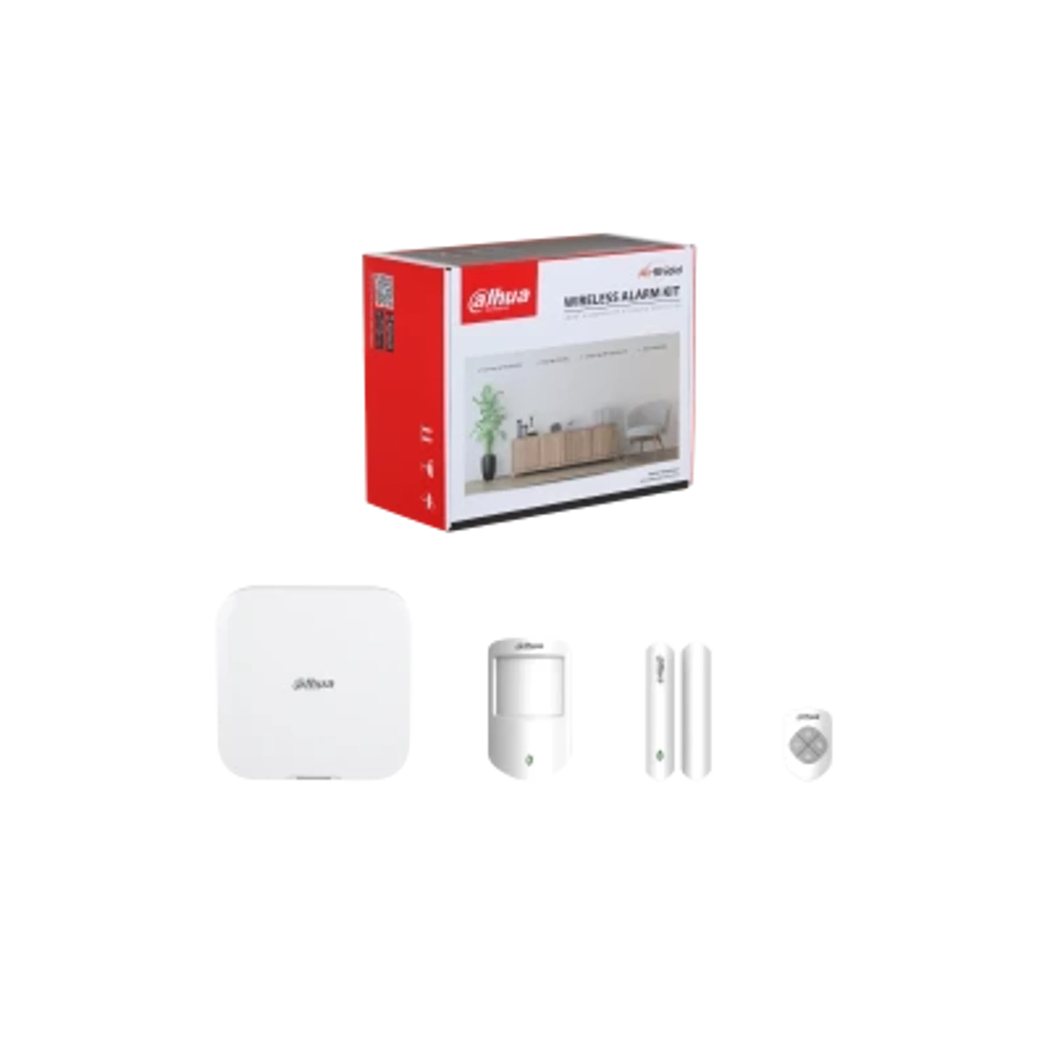 KIT DE ALARMA INALAMBRICA - HUB HASTA 150 PERIFERICOS - ETHERNET / WIFI / 4G DUAL SIM - PIR + CONTACTO MAGNETICO + LLAVERO - AES128