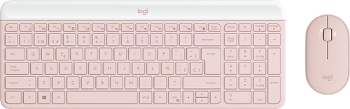 Kit teclado y mouse Logitech MK470 inalámbrico slim USB · Rosa