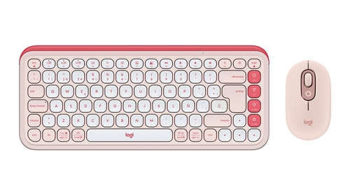 Kit teclado y mouse Logitech POP Icon Bluetooth/inalámbrico con tecla Copilot en español · Rosa