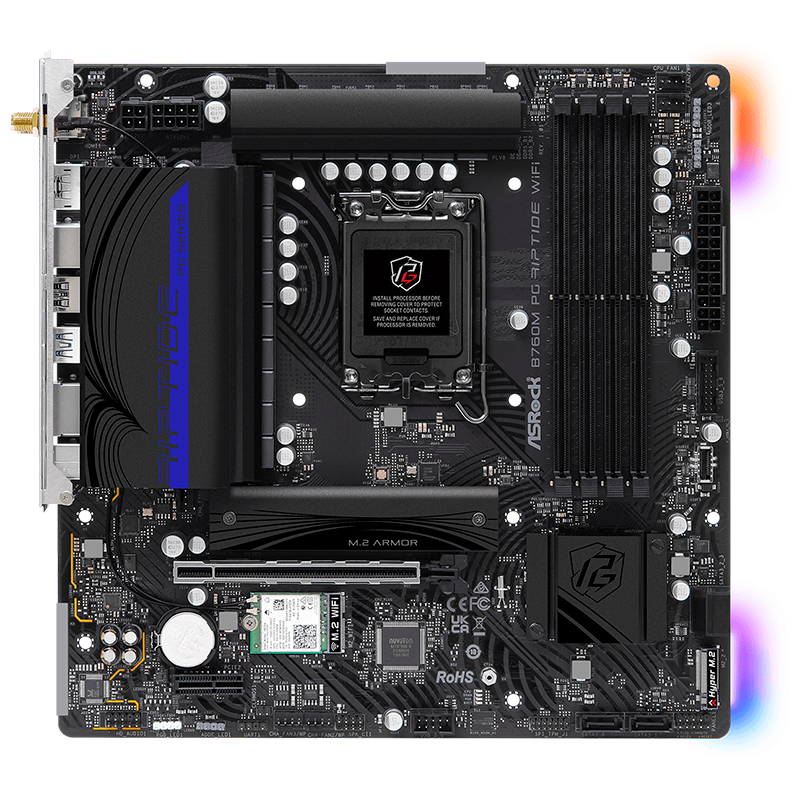 Placa madre ASRock B760M PG Riptide WiFi · LGA1700 · DDR5 · Micro ATX