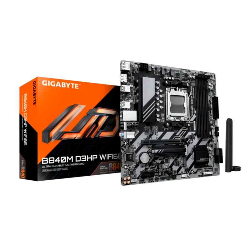 Placa madre Gigabyte B840M D3HP WiFi 6E · AM5 · DDR5 · Micro ATX