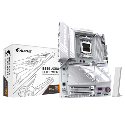 Placa madre Gigabyte B850 Aorus Elite WiFi 7 Ice · AM5 · DDR5 · ATX