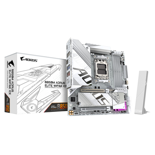 Placa madre Gigabyte B850M Aorus Elite WiFi 6E Ice · AM5 · DDR5