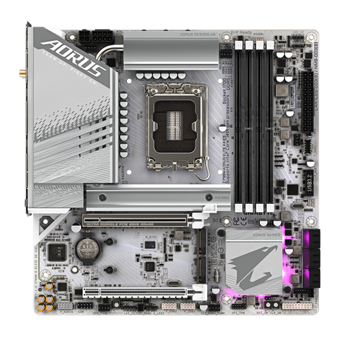 Placa madre Gigabyte Z790M Aorus Elite AX Ice · LGA1700 · DDR5 · Micro ATX