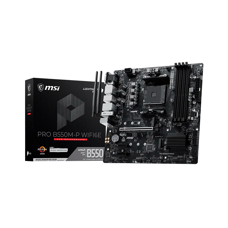 Placa madre MSI PRO B550M-P WiFi 6E · AM4 · DDR4 · Micro ATX
