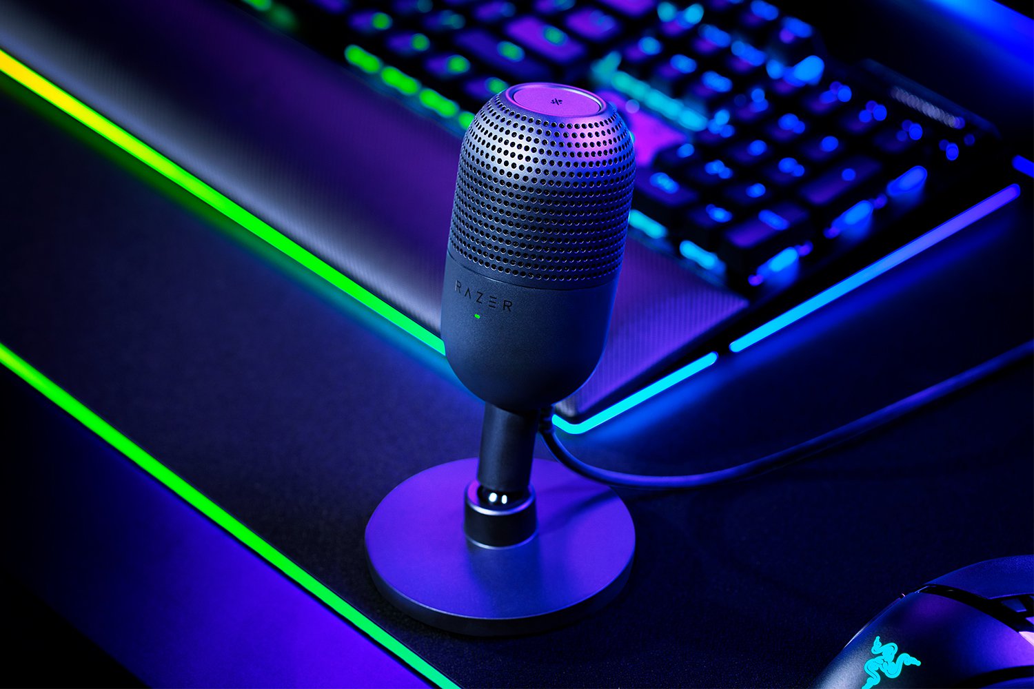 Micrófono Razer Seiren V3 Mini USB streaming supercardioide C/N sensor táctil silencioso · Negro